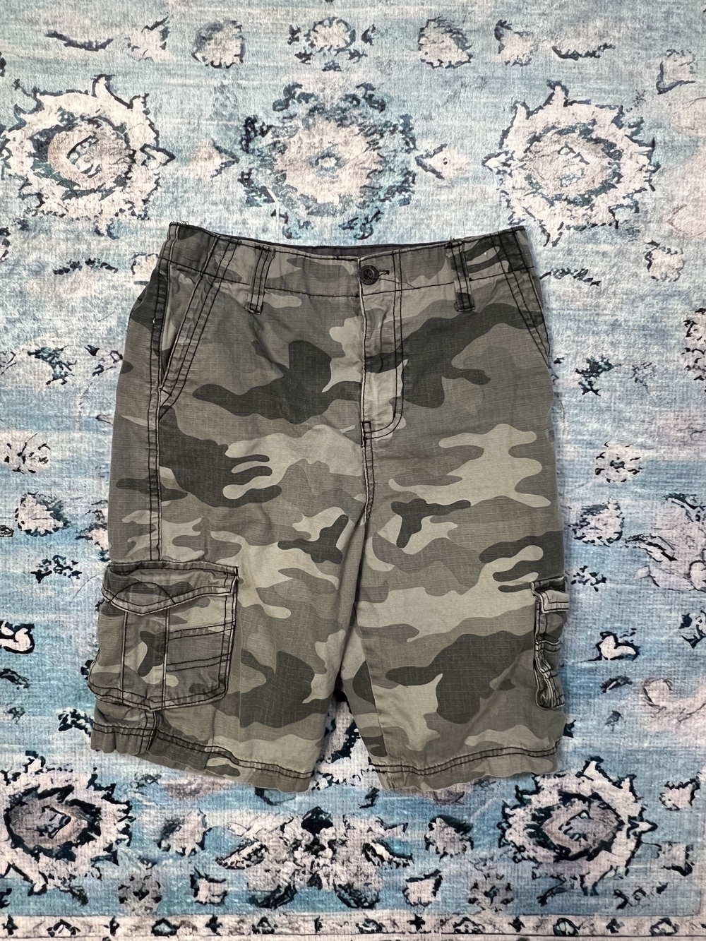 Airwalk Kids Camo Cargo Shorts - Olive Green & Gray